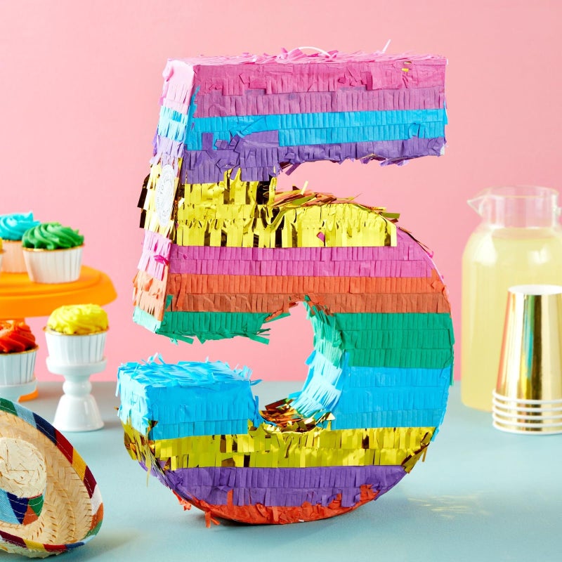 BLUE PANDA Rainbow Number 5 Pinata - Small, Multicolored, 12 x 16.5 x 3 In - Pinata for Kids Birthday Party & Fiesta Decoration - Image 2